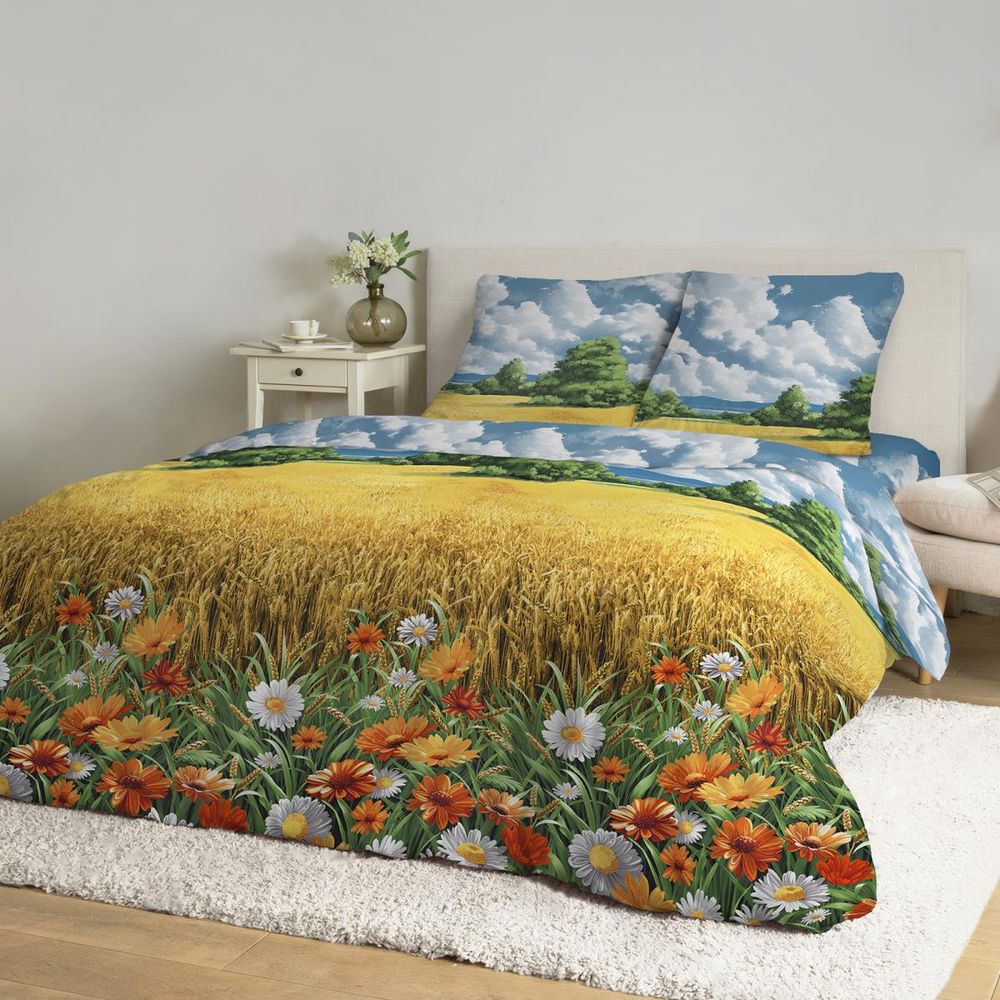 Простыня на резинке 140*200 см, бязь ГОСТ, борт 25 см (Родные просторы)