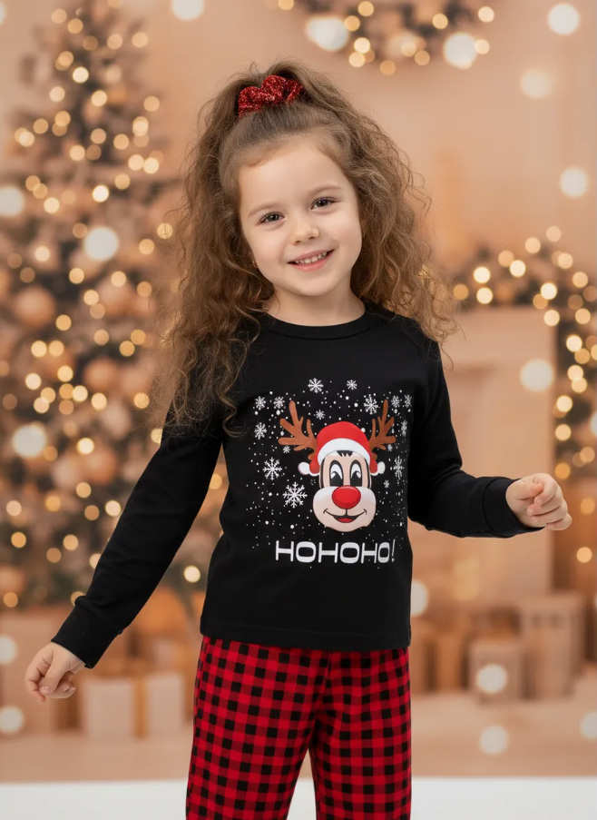 Пижама детская, модель 324, трикотаж (Олень Хо-хо-хо)