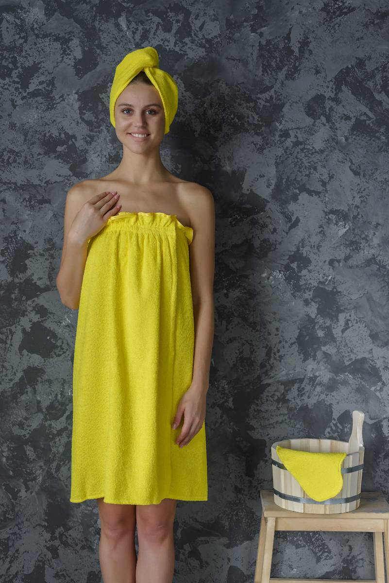 Комплект для сауны женский,100% хлопок (Лимонный  )