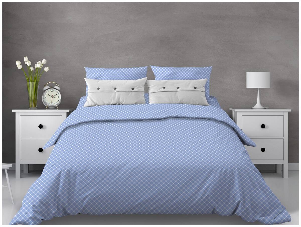 Наволочка 40*40 см, бязь "Комфорт" (220) (Виши, голубой)