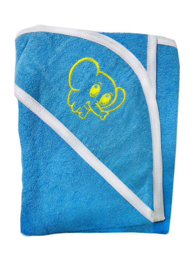 Махровое полотенце детское "Уголок" 95*95 с вышивкой (Голубой)