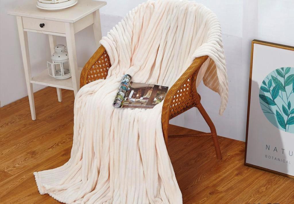 Плед 175*210 см, Велсофт - жаккард, Нежность (Шампань-страйп)