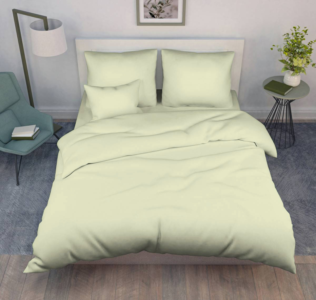 Простыня на резинке 200*200 см, поплин г/к, борт 25 см (Авокадо)