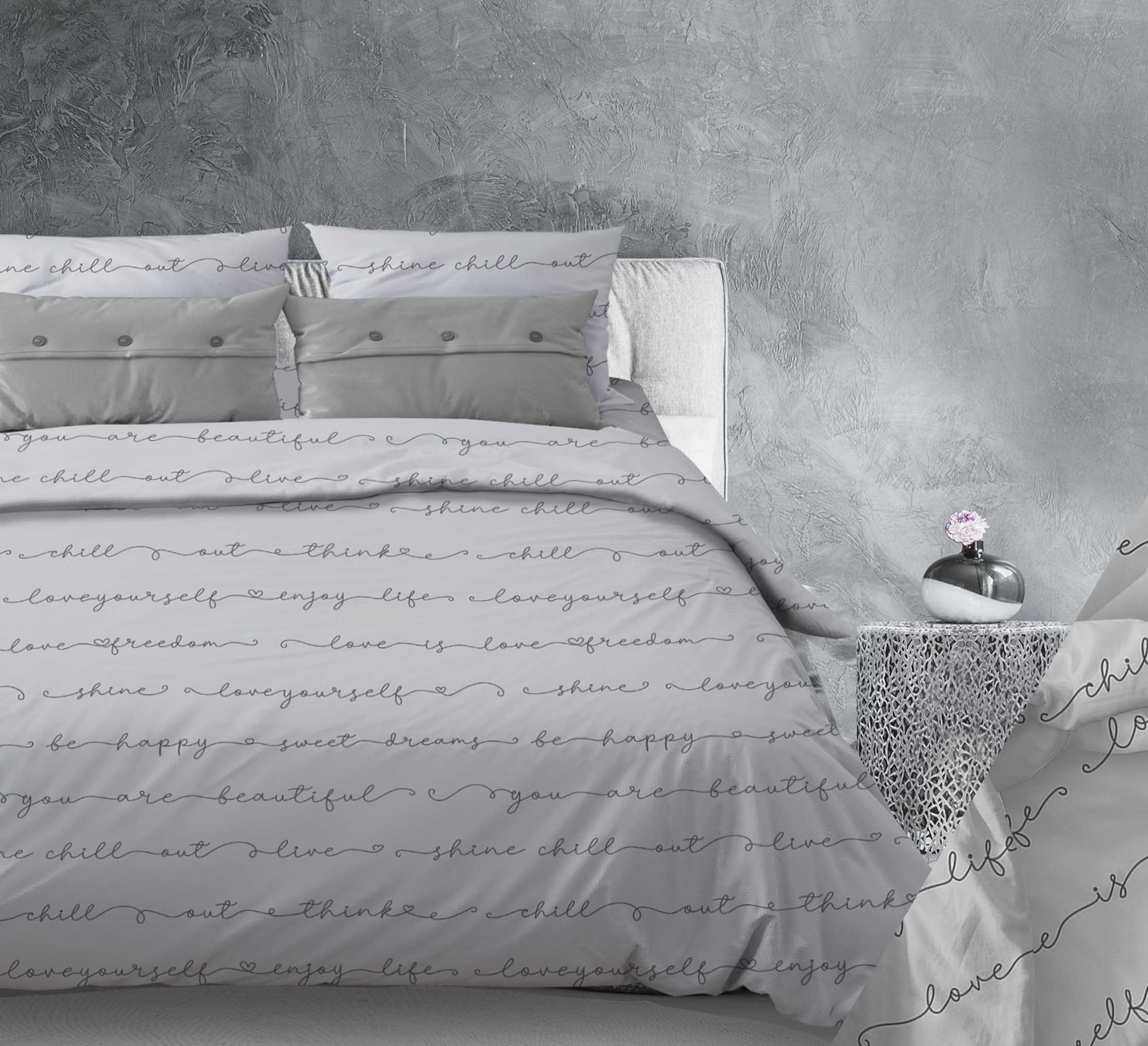 Простыня на резинке 200*200 см, поплин, борт 25 см (Позитив, светло-серый)