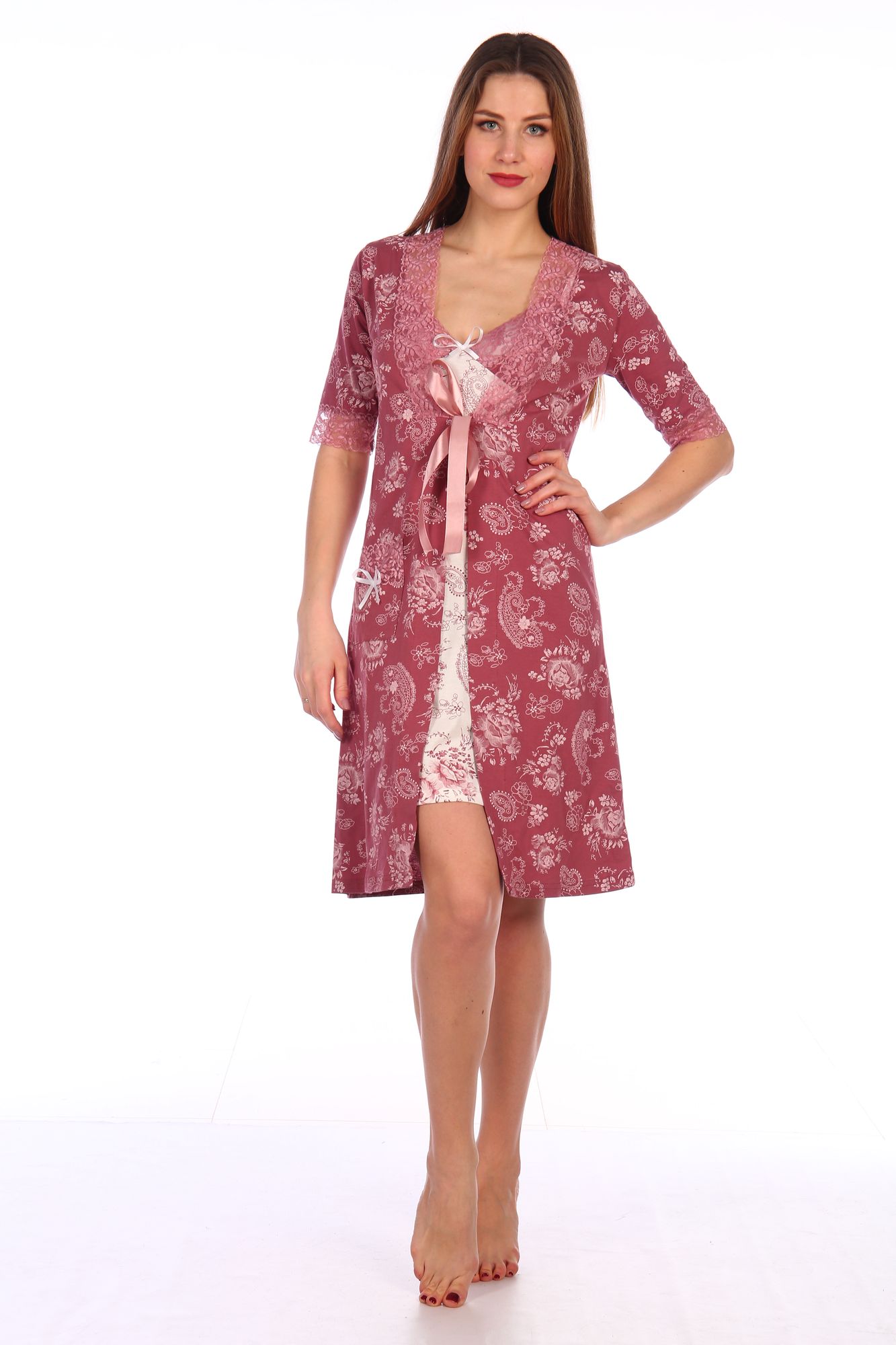 Комплект женский, модель 447, трикотаж (Элегия, сухая роза  )