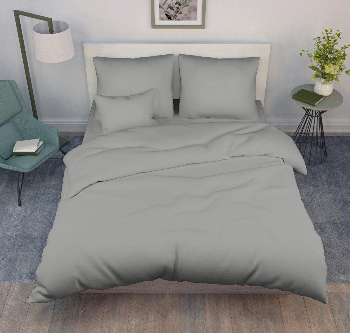 Наволочка 50*70 см, однотонная бязь ГОСТ, клапан (Серый опал)