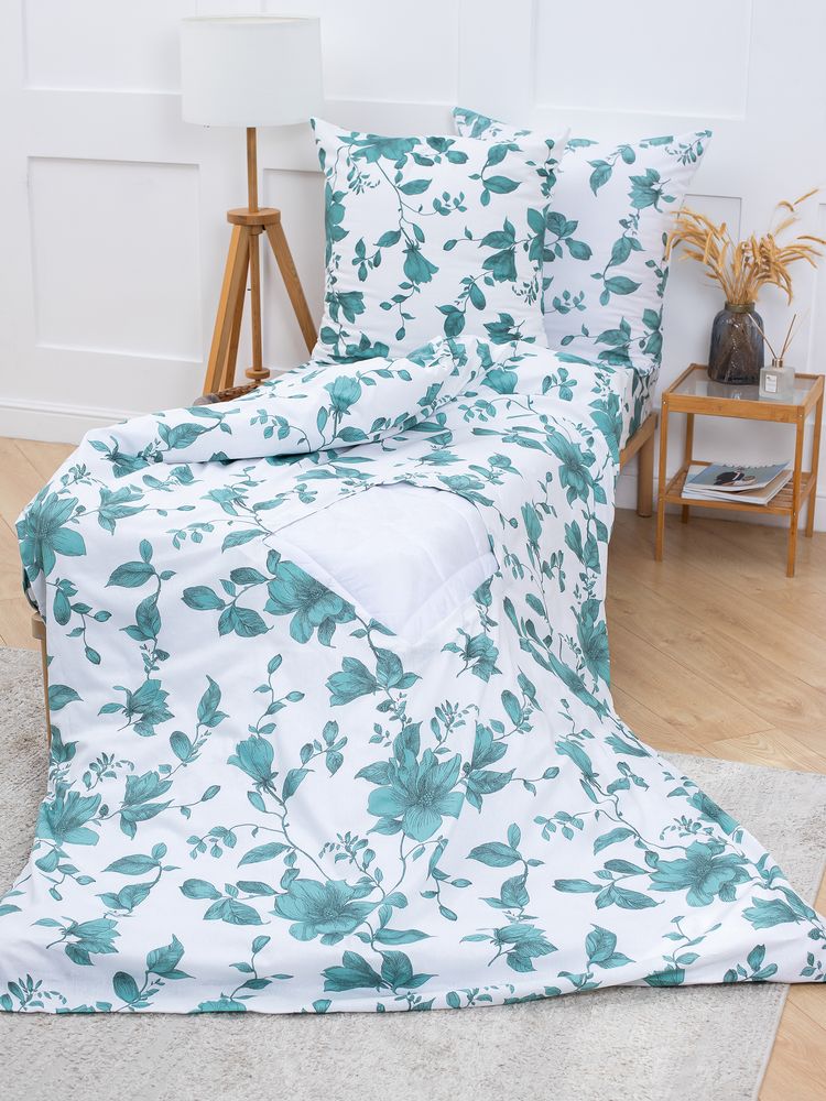 Пододеяльник 1,5-спальный, с вырезом "ромб", бязь "Комфорт" (Грация, зеленый)