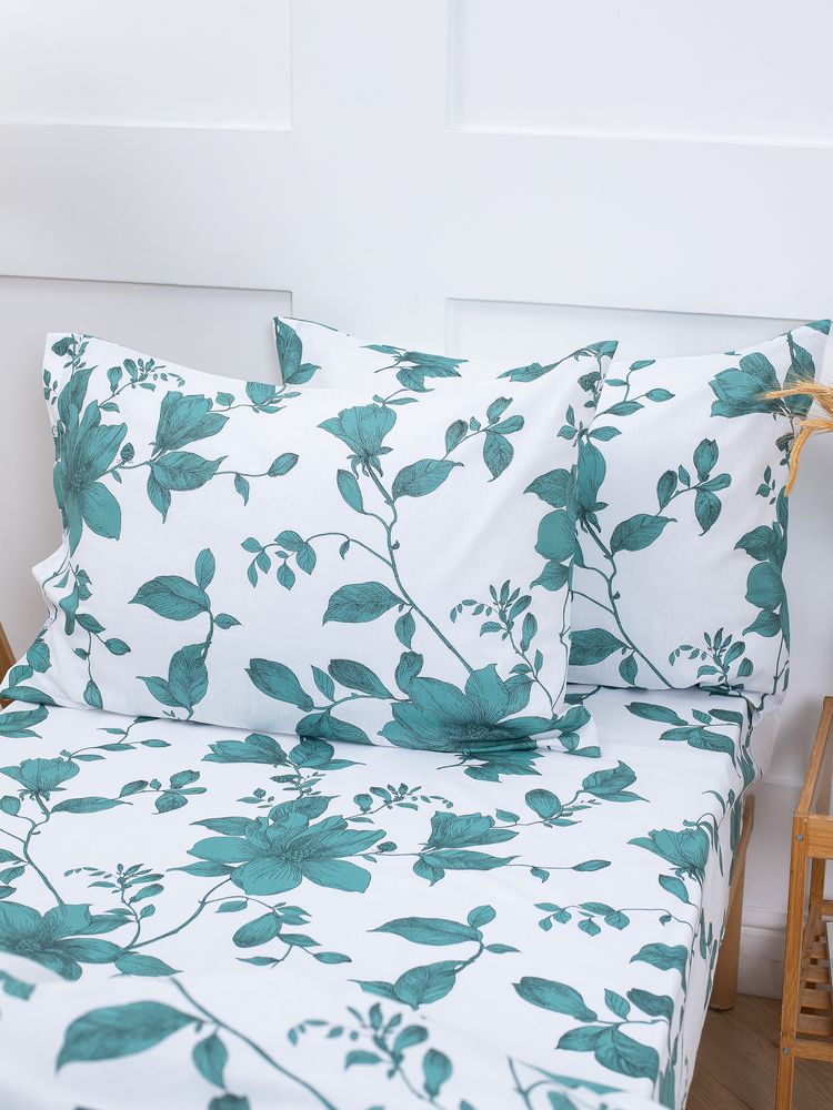 Наволочка 50*70 см, бязь "Комфорт", на пуговицах (Грация, зеленый)