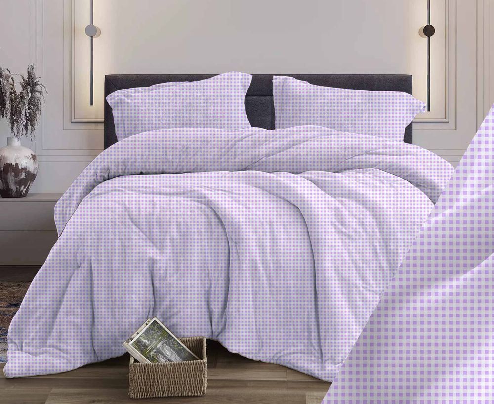 Пододеяльник 1,5-спальный, с вырезом "ромб", бязь "Комфорт" (Кубик, сирень)