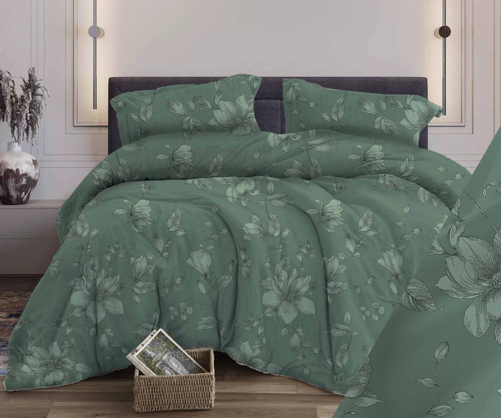 Пододеяльник Евро 200*220 см, бязь "Комфорт" (Грация, изумрудный)
