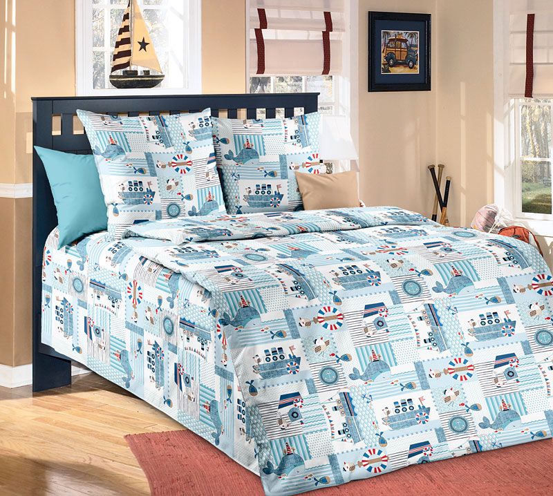 Наволочка 70*70 см, бязь "Люкс", детская расцветка (Кораблик)