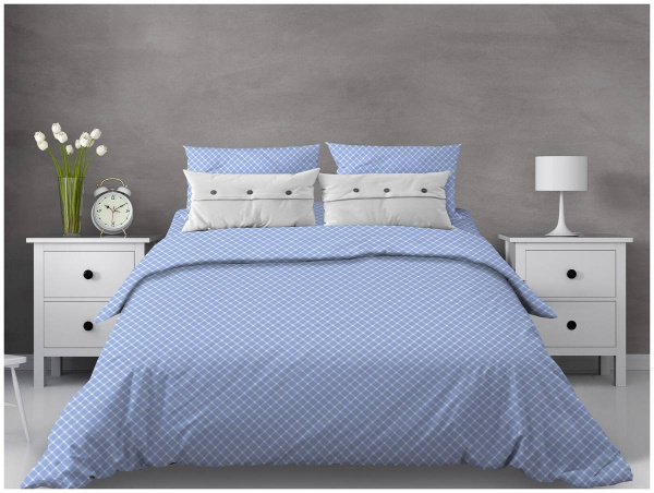 Простыня 2-спальная, бязь "Комфорт" (Виши, голубой)