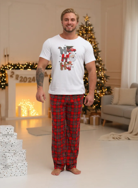 Пижама мужская, модель 218, трикотаж (Новый год)