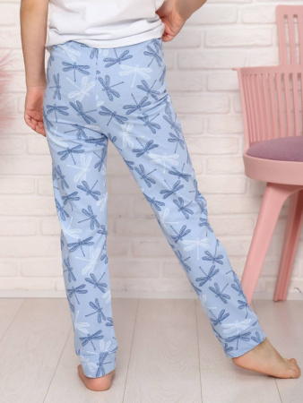 Брюки пижамные детские, модель 325, трикотаж (Стрекоза, голубой)