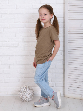 Футболка детская, модель 321, трикотаж (Хаки меланж)