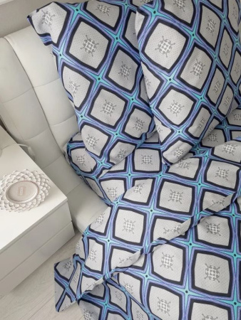 Простыня 1,5-спальная, бязь "Комфорт" (Панно, бирюзовый)