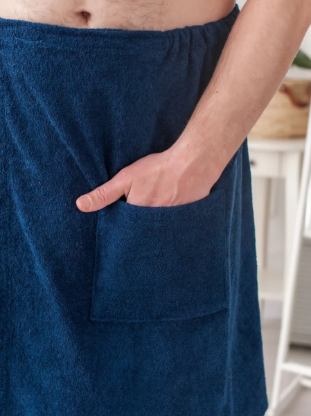 Килт мужской на липучке,100 % хлопок (Темно-синий)