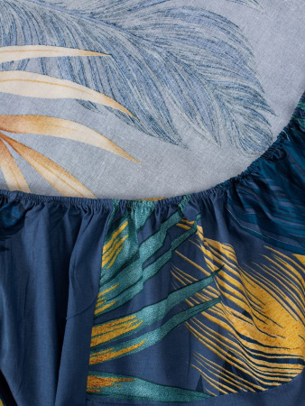 Простыня на резинке 160*200 см, перкаль, борт 25 см (Мира, синий)