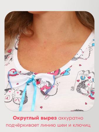 Пижама ночная женская, модель 440, трикотаж (Милые ежи)