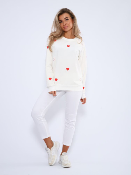 Свитшот женский, модель 173, трикотаж (Романтика, молочный)