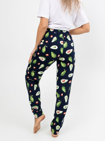 Брюки пижамные женские, модель 162, трикотаж (Авокадо, синий)