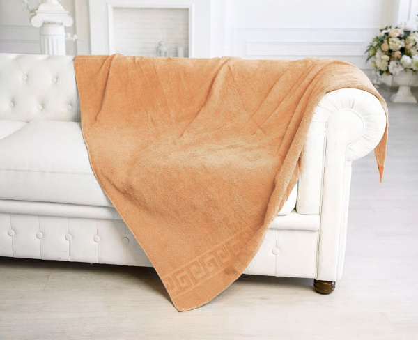 Простыня махровая 150*200 см, г/кр, 100% хлопок (Персиковый)