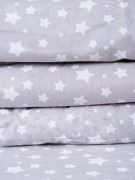 Простыня на резинке 090*190 см, перкаль, детская расцветка (Звёзды)