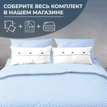 Простыня 1,5-спальная, бязь "Комфорт" (Виши, голубой)