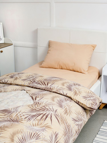 Пододеяльник 1,5-спальный, с вырезом "ромб", бязь "Комфорт" (Тропикана, бежевый)