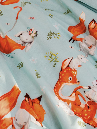 Пододеяльник 1,5-спальный, перкаль, детская расцветка (Лисята)