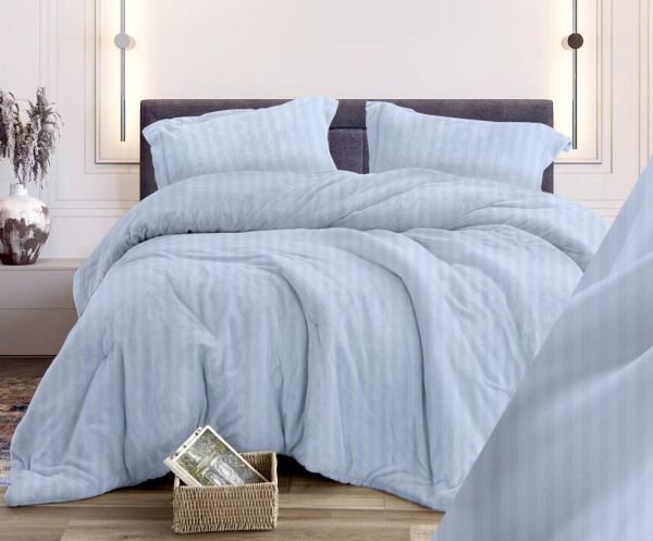 Пододеяльник Евро 200*220 см, бязь "Комфорт" (Страйп, серебристо-серый)