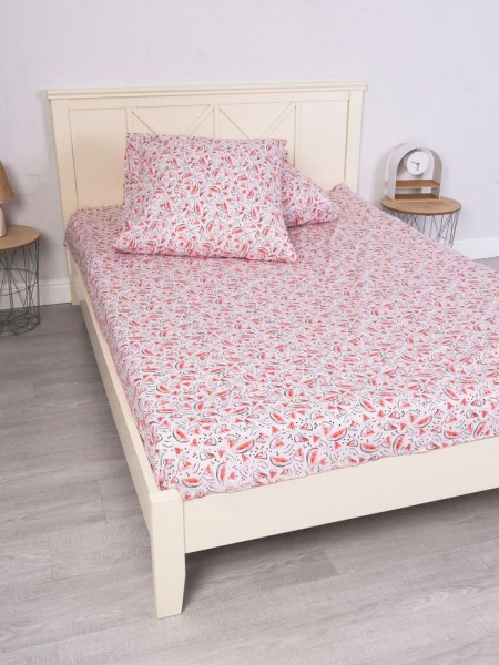 Наволочка 60*60 см, перкаль, детская расцветка (Арбузики, розовый)