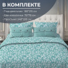 Комплект постельного белья 2-спальный с Евро простыней, поплин (Вьюнок, бирюзовый)