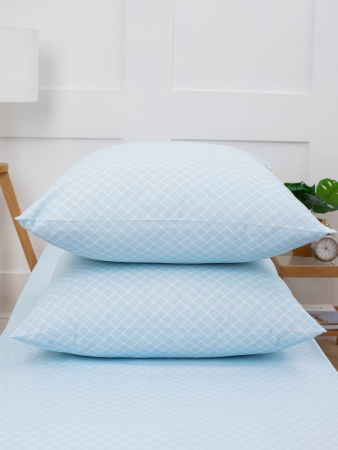 Комплект постельного белья 1,5-спальный, бязь "Комфорт" (Виши, голубой)