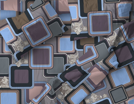 Простыня 1,5-спальная, бязь "Комфорт" (Лабиринт, василек)