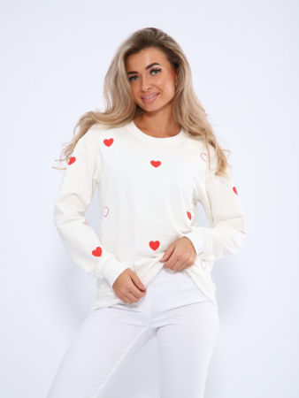 Свитшот женский, модель 173, трикотаж (Романтика, молочный)