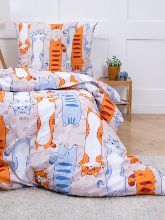 Комплект постельного белья 1,5-спальный, бязь "Комфорт", детская расцветка (Кот батон)
