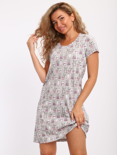 Сорочка ночная женская,мод. 450,трикотаж (Зайчата  )