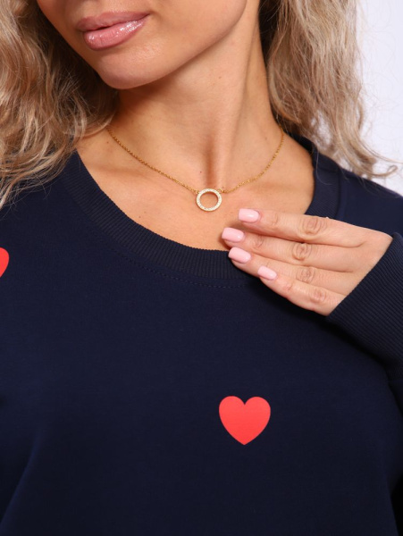 Свитшот женский, модель 173, трикотаж (Романтика, темно-синий)