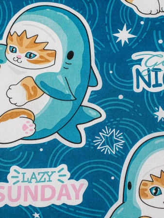 Наволочка 70*70 см, бязь "Комфорт", детская расцветка (Кот Акула)