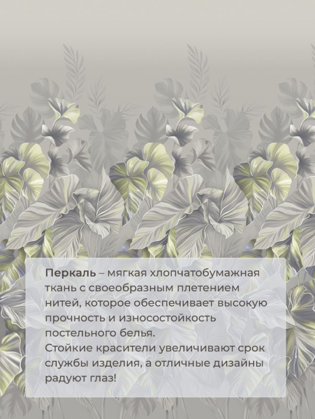 Комплект постельного белья Евромакси, перкаль (Лаймовый свет)