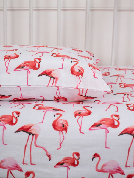 Наволочка 40*60 см, перкаль, детская расцветка (Фламинго)
