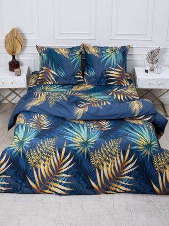 Простыня на резинке 160*200 см, перкаль, борт 25 см (Мира, синий)