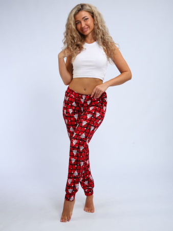 Брюки женские, модель 162, трикотаж (Елочка, красный)