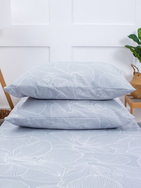 Наволочка 40*60 см, бязь "Комфорт" (Вернисаж, светло-серый)