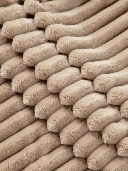 Плед 175*210 см, Велсофт - жаккард, Нежность (Бежевый-страйп)