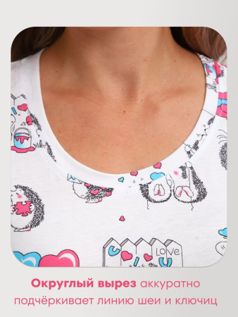 Сорочка ночная женская,мод. 450,трикотаж (Милые ежи)