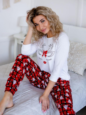Пижама женская, модель 162, трикотаж (Олень Гламур)