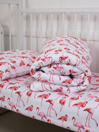Пододеяльник 112*147 см в детскую кроватку, перкаль, детская расцветка (Фламинго)