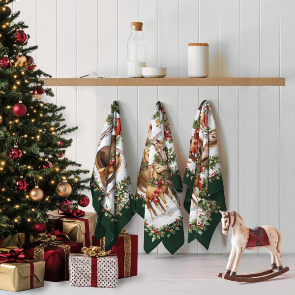 Комплект полотенец 48*60 см, 3 шт., рогожка (Волшебный Новый год)